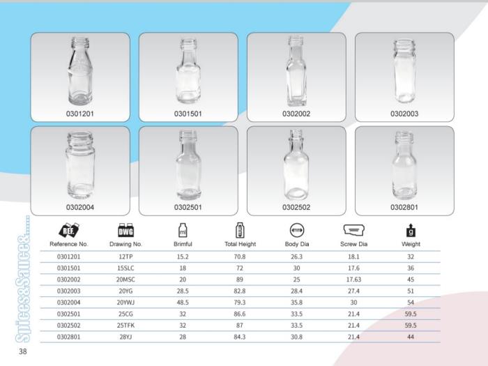 Clear Glass Sauce Bottles 15ml - 50ml